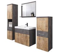 PIASKI Alba Set di mobili da bagno con lavabo incluso, mobili da bagno sospesi, diverse colorazioni (mater/marrone)