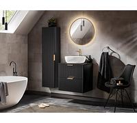 PIASKI Set di mobili da bagno ADEL Black 60/80 cm, mobili da bagno nero, set di mobili da bagno sospesi, mobili da bagno fresati (60 cm)