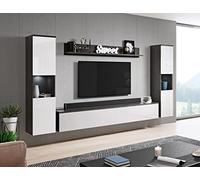 PIASKI Set di mobili da salotto Paris XL, illuminazione LED opzionale, set di mobili da salotto, mobili da salotto moderni (Matera/Bianco)