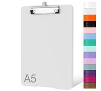Piasoenc Piccolo portablocco con contenitore, portablocco A5 con portapenne, portablocco in plastica con clip a basso profilo, per infermieri, insegnanti, avvocati, bianco