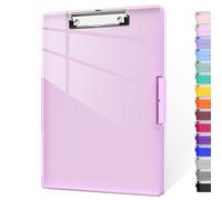 Piasoenc Portablocco con contenitore, 33.5 x 24 cm, con 2 custodie e cartellina A4, pannello superiore trasparente cancellabile a secco, con apertura laterale, per infermieri, Rosa intenso