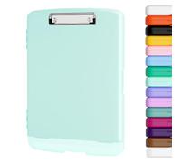 Piasoenc Portablocco con portapenne e raccoglitore legale A4, in plastica resistente, con apertura laterale, clip a basso profilo, per infermieri, insegnanti, giuristi, blu scuro