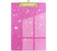 Piasoenc Porte-blocs en acrylique, Porte-blocs à paillettes, Porte-blocs format lettre standard, Format A4 12.5" x 9", Porte-blocs à confettis pour femmes, Gold Fournitures de bureau et accessoires
