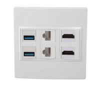Piastra a muro Premium Media Outlet 6 porte 5Gbps 4K 60HZ Cat6 RJ45 USB3.0 Combo Piastra a muro Pannello Interfaccia multimediale HD per computer TV Proiettori