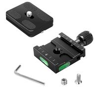 Piastra a Sgancio Rapido da 50 mm, Morsetto Quick Release Plate con Livella a Bolla, Vite da 1/4-3/8 Adattatore, Compatibile con Arca-Swiss, per Fotocamere DSLR, Treppiedi, Monopiede
