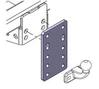 Piastra adattatore universale per la regolazione dell'altezza 5 x 90 del gancio di traino per sfere flangia a 2 fori (AHK) regolabile in altezza.