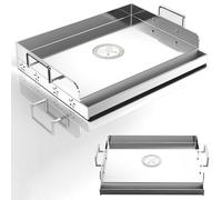 Piastra BBQ Universale in Acciaio Inossidabile con rinforzo di riscaldamento uniforme, griglia per griglie a gas e carbone - Piatto universale, per griglie, campeggio, tailgate e feste (44CM)