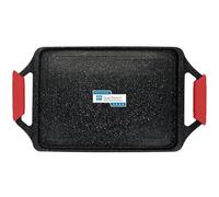 briebe Black Titanium Bistecchiera Induzione, Antiaderente Titanio, Alluminio Fuso, Padella Piastra Griglia 43x25cm, Rivestimento senza PFOA, Manici in Silicone, Vitroceramica, Gas, Forno