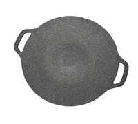 Piastra Coreana, Bistecchiera Coreana Forma Curva Nera Struttura Increspata Doppi Manici per Il Campeggio (30cm)