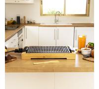Cecotec Piastra Elettrica Tasty&Grill 2000 Bamboo Linestone – 2000 W, Termostato Regolabile, Grigio