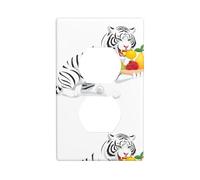 Piastra da parete 11,4 x 7 cm MSRHIUEF Tigre bianca che mangia frutta immagine materiale PC resistente, resistente al calore e allo sbiadimento, facile da pulire, dimensioni standard