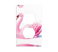 Piastra da parete 11,4 x 7 cm YYHWHJDE Pink Swan Walking Lently by The River Prints, materiale PC resistente, resistente al calore e allo sbiadimento, facile da pulire, dimensioni standard