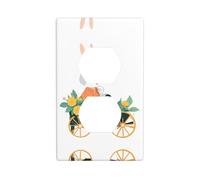 Piastra da parete 11,4 x 7 cm YYHWHJDE Rabbit on the Flower cart stampa materiale PC durevole, resistente al calore e allo sbiadimento, facile da pulire, dimensioni standard