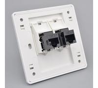 Piastra da parete Ethernet,Presa RJ45 Cat6 femmina a femmina,Spina a muro di rete Gigabit Dual-Pass,Jack Keystone diritto Internet Faceplate LAN,86x86mm (LAN x 2)