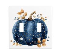 Piastra da parete singola a dondolo per interruttore zucca blu navy a pois dorati, raccolta autunnale e autunnale decorazione da parete moderna per vacanze, dimensioni standard doppie