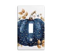Piastra da parete singola a dondolo per interruttore zucca blu navy a pois dorati, raccolta autunnale e autunnale, decorazione da parete moderna per vacanza, copertura piastra di dimensioni standard
