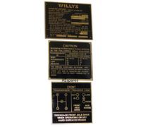 Piastra dati cruscotto ottone nero 3 unità per Jeep Willys Ford CJ2A CJ3A CJ3...
