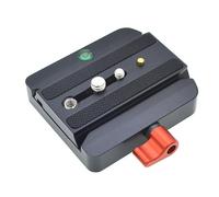 Piastra di base a sgancio rapido in metallo lavorato a CNC con viti da 1/4" e 3/8", compatibile con la testa per treppiede Manfrotto 501PL.