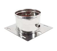 Piastra di base inox AISI 304 per tubo da 130mm con spurgo