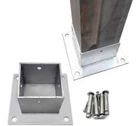 Piastra di base quadrata resistente impermeabile per pali di recinzione, 2 pezzi, supporto/ancoraggio per cassette postali/colonne del portico, nero (argento, 100 x 100 mm)
