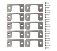 Piastra di bloccaggio per porta regolabile, piastra di bloccaggio in acciaio inox con viti, 57 x 25,6 mm, argento, compatibile con porte residenziali standard, confezione da 4/10