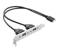 Piastra di chiusura USB Tipo-E > 2x USB 3.0, Staffa slot
