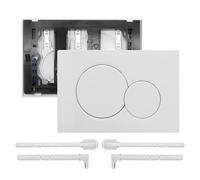 Piastra di comando per WC compatibile con GEBERIT SIGMA 01, piastra di ricambio per WC in plastica cromata, tecnologia a due livelli, pulsante arrotondato (bianco lucido)