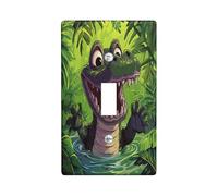 Piastra di copertura decorativa per interruttore a coccodrillo con 1 interruttore singolo, motivo anime, strano alligatore elettrico, per camera da letto e bagno, dimensioni standard per bambini