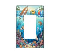 Piastra di copertura decorativa per interruttore della luce a 1 banda singola a bilanciere, con stampa subacquea per cuccioli estivi, stampa subacquea per stanza
