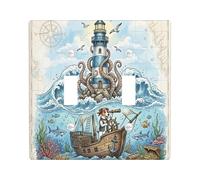 Piastra di copertura decorativa per interruttore della luce a 2 bande a doppio interruttore, faro marino estivo per stanza, copertura interruttore subacqueo