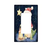 Piastra di copertura decorativa per interruttore della luce a coccodrillo natalizio, 1 banda singola, simpatica piastra elettrica con stelle di Natale in stile cartone animato, per cucina e bagno