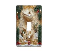 Piastra di copertura decorativa per interruttore della luce a coccodrillo natalizio, 1 gang singola, divertente piastra elettrica 3D in rilievo natalizio, piastra frontale con animali per cucina e