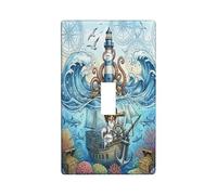 Piastra di copertura decorativa per interruttore della luce a forma di cane Papillon nautico, 1 interruttore singolo, faro marino estivo per stanza, copertura interruttore subacqueo