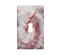 Piastra di copertura decorativa per interruttore della luce con draghi tradizionali, 1 interruttore singolo, piastra elettrica con fiori di ciliegio giapponese, per cucina e bagno, decorazione con