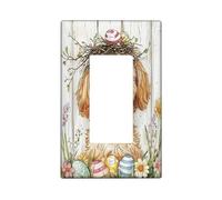 Piastra di copertura decorativa per interruttore della luce del cane Cavachon di Pasqua primaverile 1 banda singola Rocker, piastra elettrica rustica per cuccioli di campagna, stampa fattoria piastra