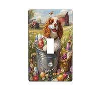Piastra di copertura decorativa per interruttore della luce del Cavalier King Charles Spaniel di Pasqua, 1 gang interruttore singolo, piastra elettrica con stampa country per stanza