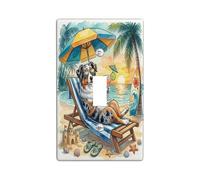 Piastra di copertura decorativa per interruttore della luce, motivo cane da pastore australiano estivo, 1 gang con interruttore singolo, piastra elettrica per lettino da spiaggia per la stanza