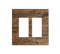 Piastra di copertura decorativa per interruttore della luce rustica, 2 bande, piastra di interruttore a bilanciere marrone con stampa in legno doppio decoratore, 10 x 10 cm