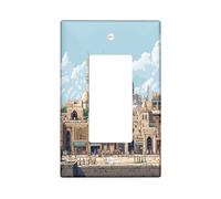 Piastra di copertura decorativa per interruttore in stile islamico, 1 banda singola a bilanciere, piastra elettrica scenica religiosa per camera da letto e bagno, piastra di comando di dimensioni