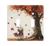 Piastra di copertura dell'interruttore a forma di coniglio autunnale, foglie autunnali calde, decorazione autunnale confortevole, accenti per camera da letto in stile foresta, copertura in piastra