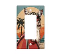 Piastra di copertura dell'interruttore della luce del gatto della spiaggia estiva, piastre da parete a dondolo semplici blu acqua arancia sole accessori da parete per vacanze in spiaggia, copertura