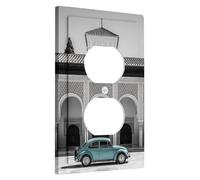 Piastra di copertura dell'interruttore dell'automobile vintage blu acqua per auto classica decorazione della casa, piastre da parete termoplastiche, presa duplex singola di dimensioni standard