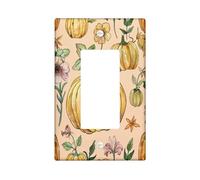 Piastra di copertura dell'interruttore floreale zucca, piastre da parete a dondolo singole, fiori retrò beige, accenti da parete per il giorno del Ringraziamento, decorazione di dimensioni standard