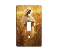 Piastra di copertura dell'interruttore religioso/coperchi di uscita, accenti da parete in campo di grano dorato, decorazione cristiana autunnale, piastre da parete termoplastiche, singolo dondolo
