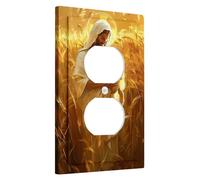 Piastra di copertura dell'interruttore religioso/coperchi di uscita, accenti da parete in campo di grano dorato, decorazione cristiana autunnale, piastre da parete termoplastiche, singola presa duplex