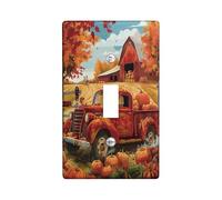 Piastra di copertura dell'interruttore rustica per interruttore autunnale camion rosso autunnale e fienile, piastre da parete semplici a dondolo per stagione del raccolto, decorazione autunnale stile