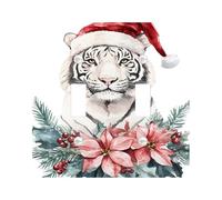 Piastra di copertura dell'interruttore tigre di Natale invernale tigre bianca con cappello di Babbo Natale per decorazione di vacanza, piastre da parete termoplastiche impermeabili, misura standard