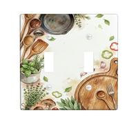 Piastra di copertura per interruttore della luce a cucchiaio, doppia piastra di copertura per interruttore della luce, rustica, naturale, senza terra, in plastica, dimensioni standard, decorazione per