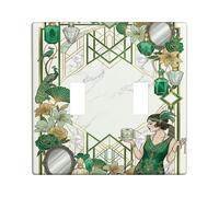 Piastra di copertura per interruttore della luce a doppio pavone, arte vintage a specchio rosa nessuno verde plastica dimensioni standard piatti decorativi da parete per casa soggiorno nuovo