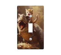 Piastra di copertura per interruttore della luce a forma di gatto carino animale cavalcata dinosauro fresco divertente novità paesaggio marrone grigio policarbonato (PC) decorativo parete soggiorno